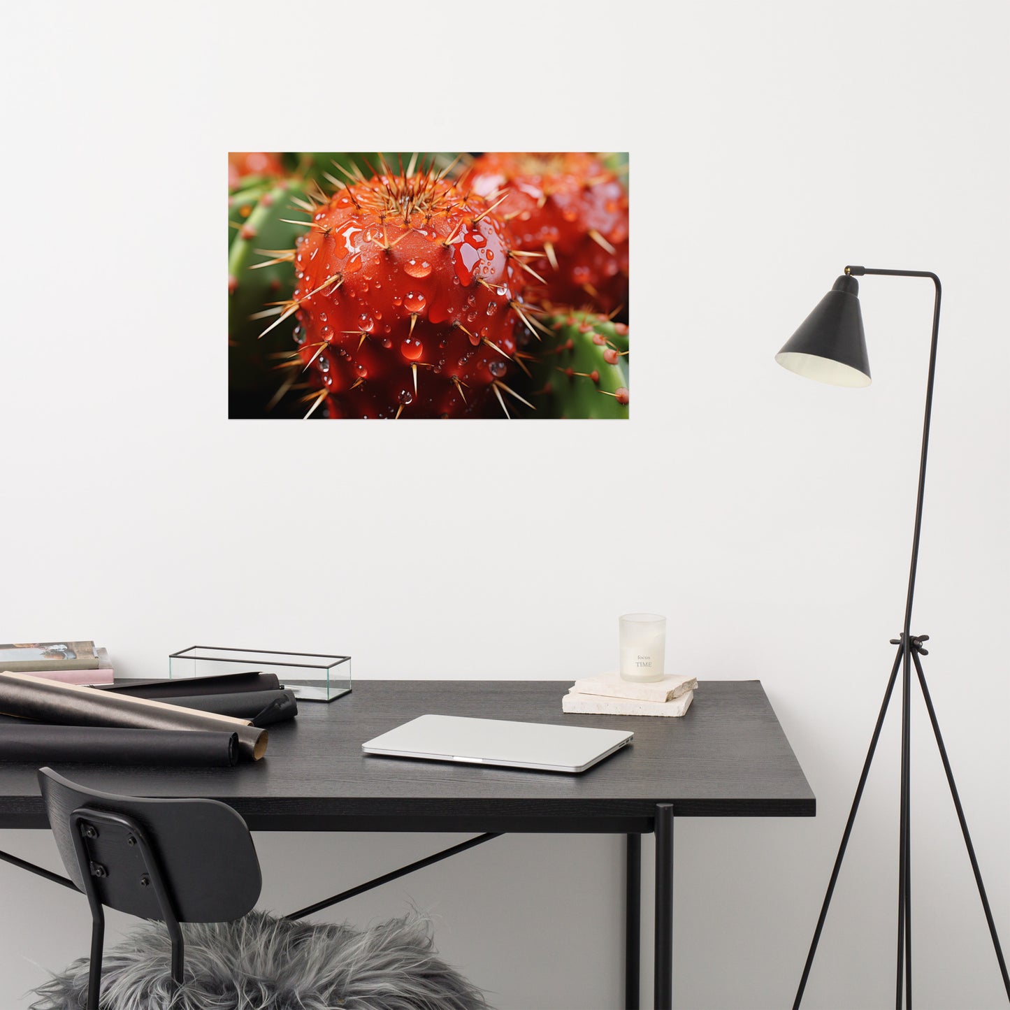 Resilient Radiance Cactus Photorealism - Digital Artwork Loose Art Print