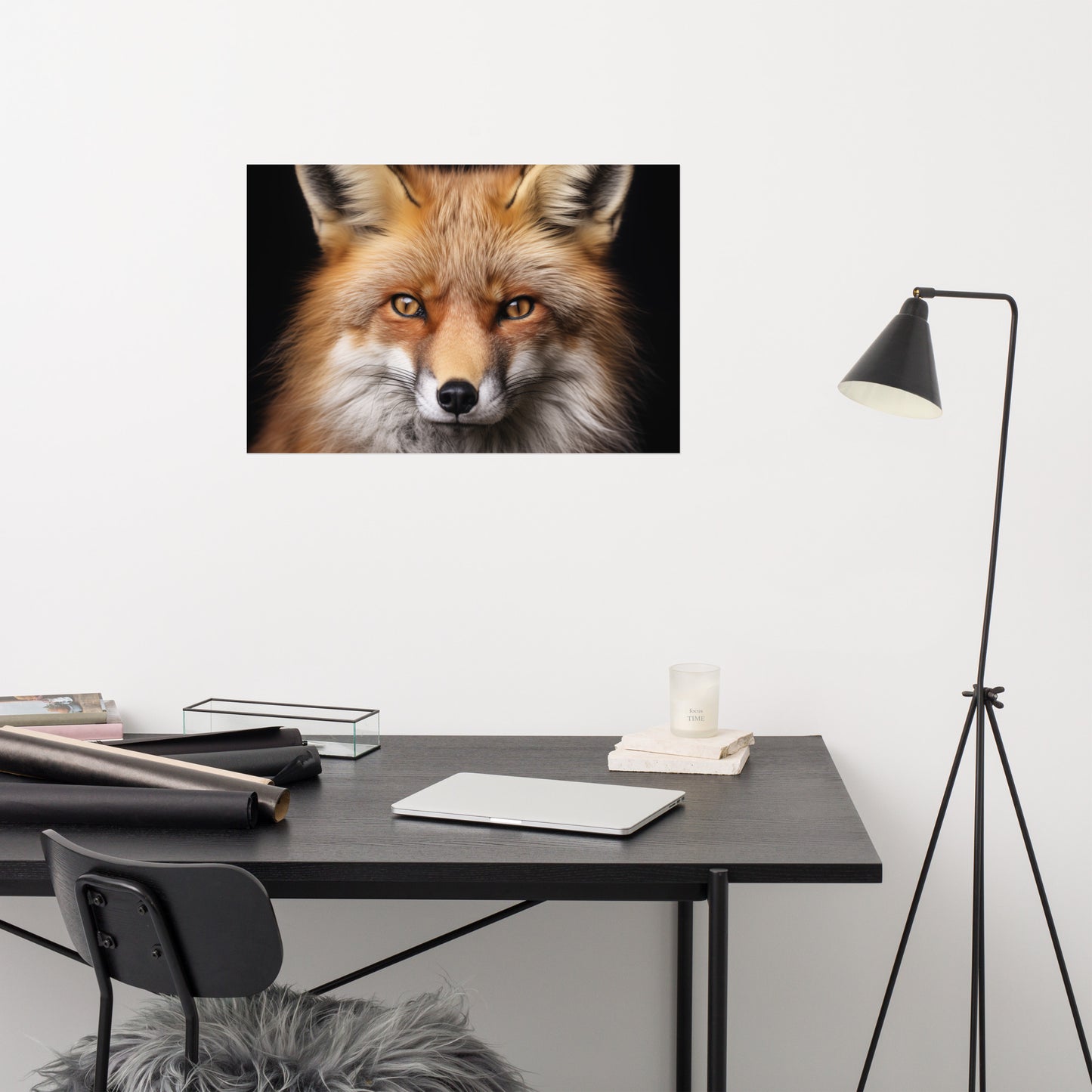 Russet Royalty Red Fox Portrait Photorealism - Digital Artwork Loose Art Print