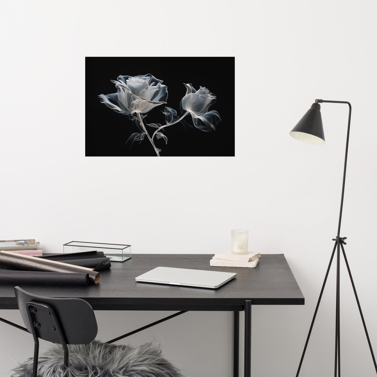 Spectral Roses X-Ray Effect Illustration - Digital Artwork Loose Art Print