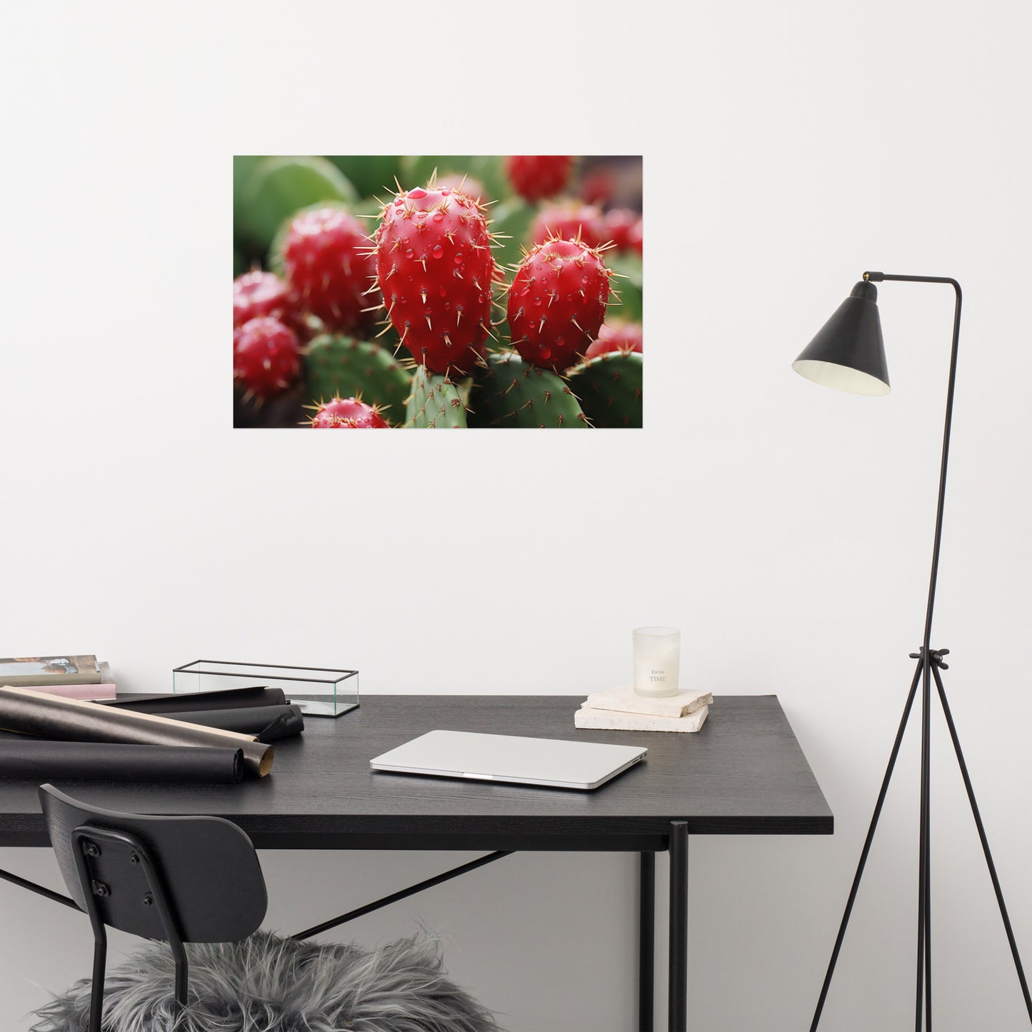 Spiny Symphony Cactus Photorealism - Digital Artwork Loose Art Print