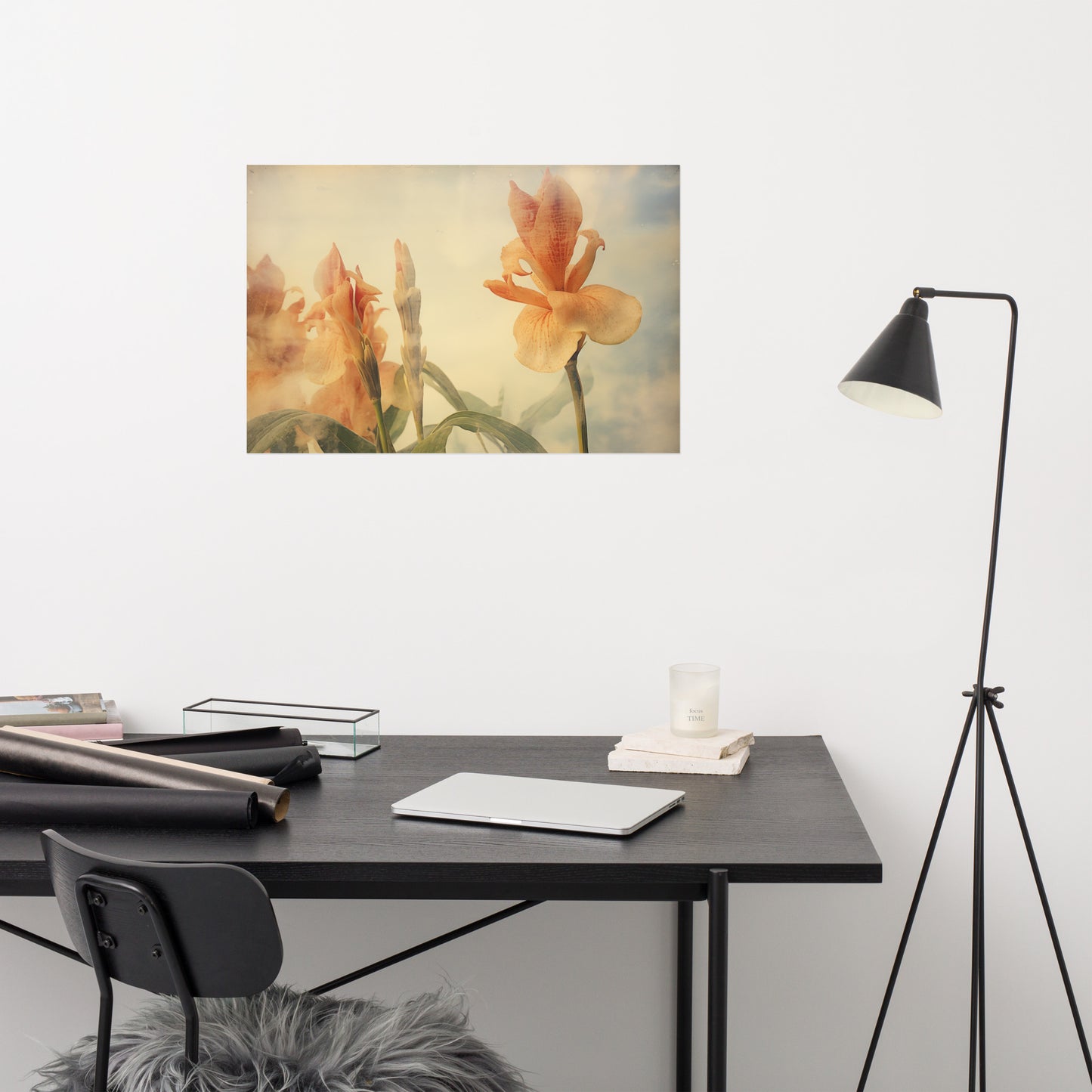 Sunlit Petals Vintage Subdued Photorealism - Digital Artwork Loose Art Print