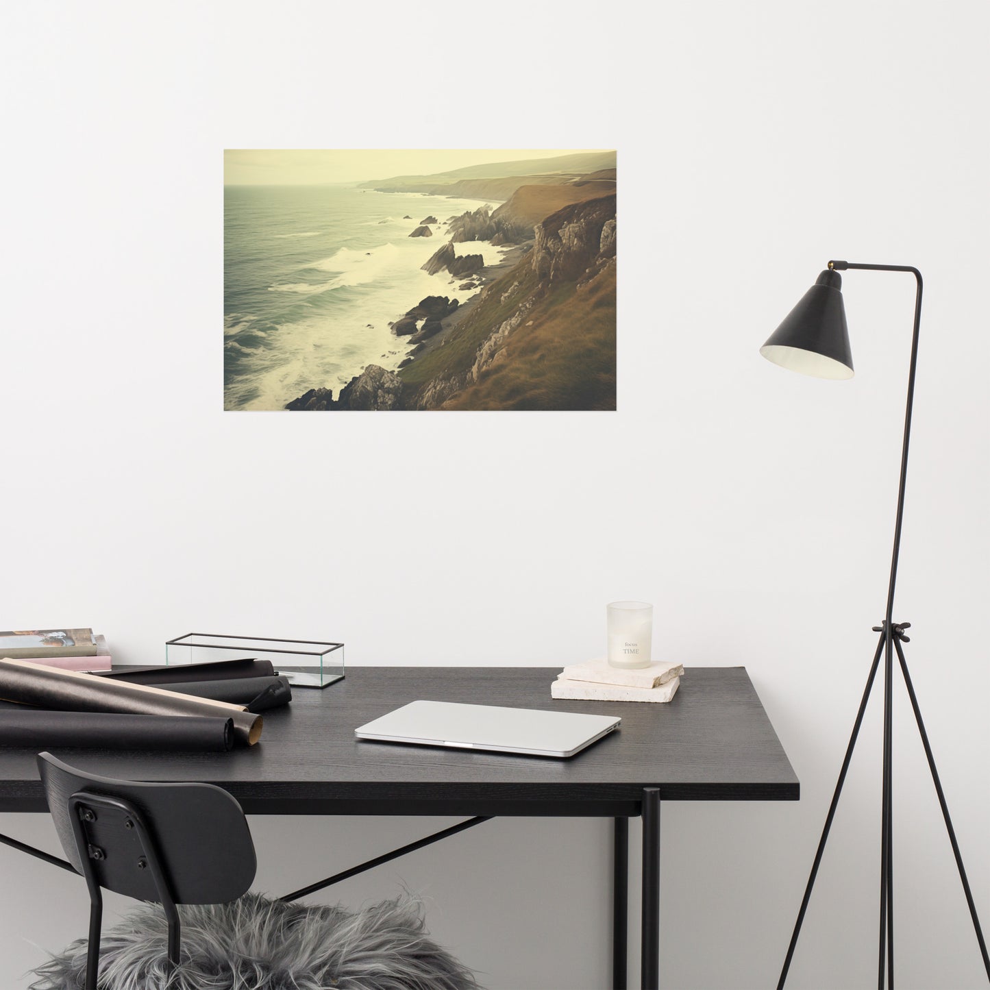 The Allure of Time Subdued Retro Coastal Photorealism - Digital Artwork Loose Art Print