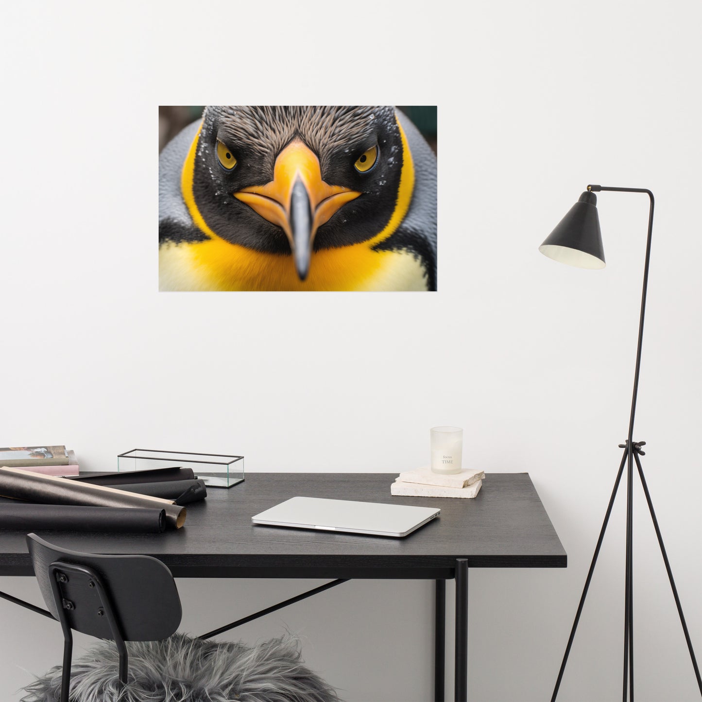 The Emperor's Stare Penguins Photorealism - Digital Artwork Loose Art Print