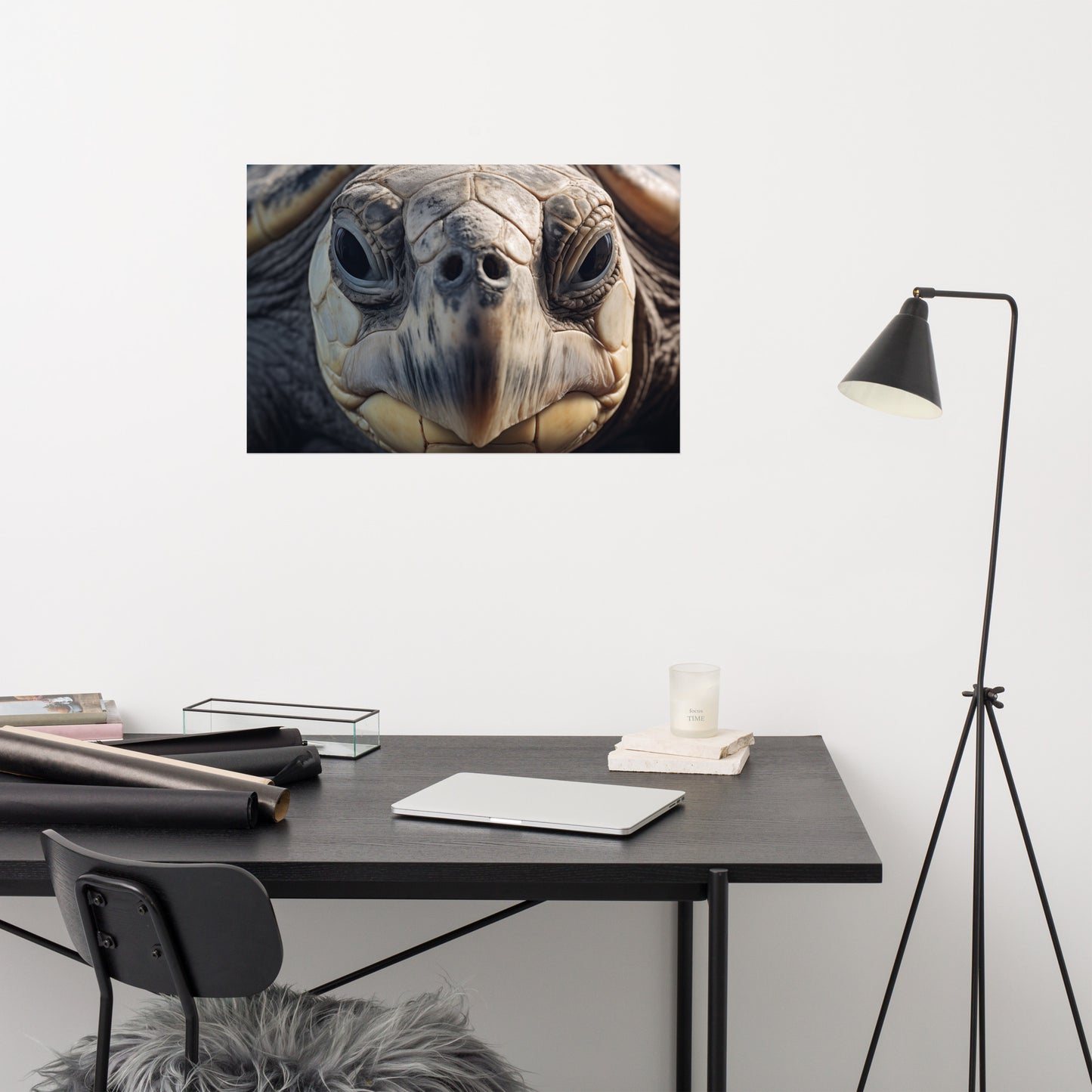 The Silent Observer Olive Ridley Turtle Close-up Photorealism - Digital Artwork Loose Art Print