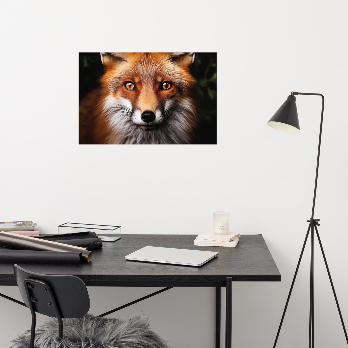 The Fox's Spirit - Red Fox Portrait Photorealism - Digital Artwork Loose Art Print