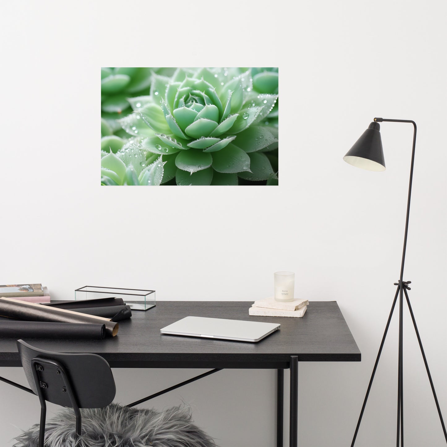 The Heart of Green Succulent Photorealism - Digital Artwork Loose Art Print