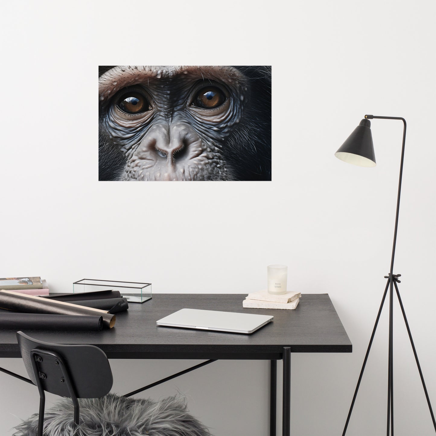 The Chimpanzee Who Stole My Heart Close-up Photorealism - Digital Artwork Loose Art Print