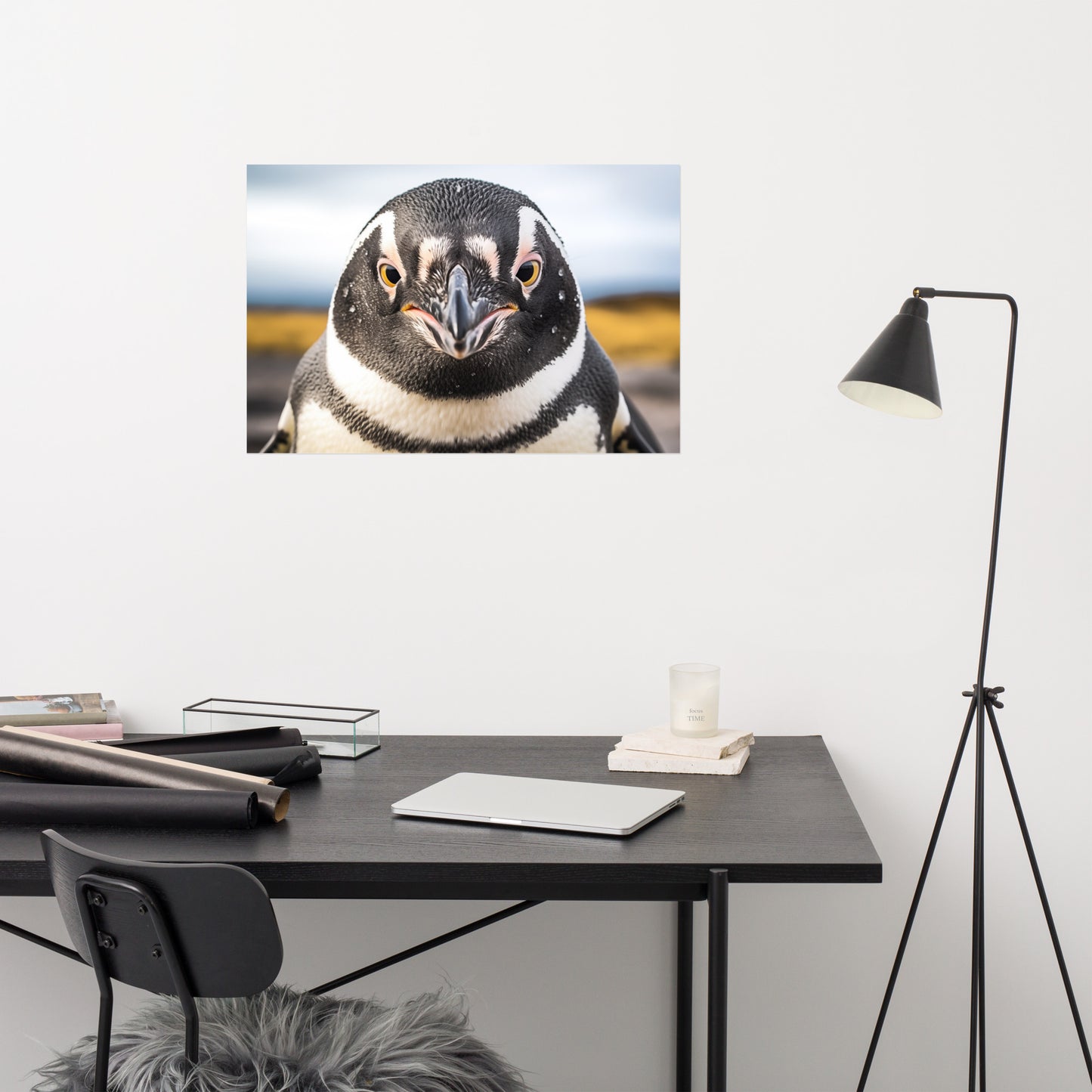 The Stare Down Penguins Photorealism - Digital Artwork Loose Art Print