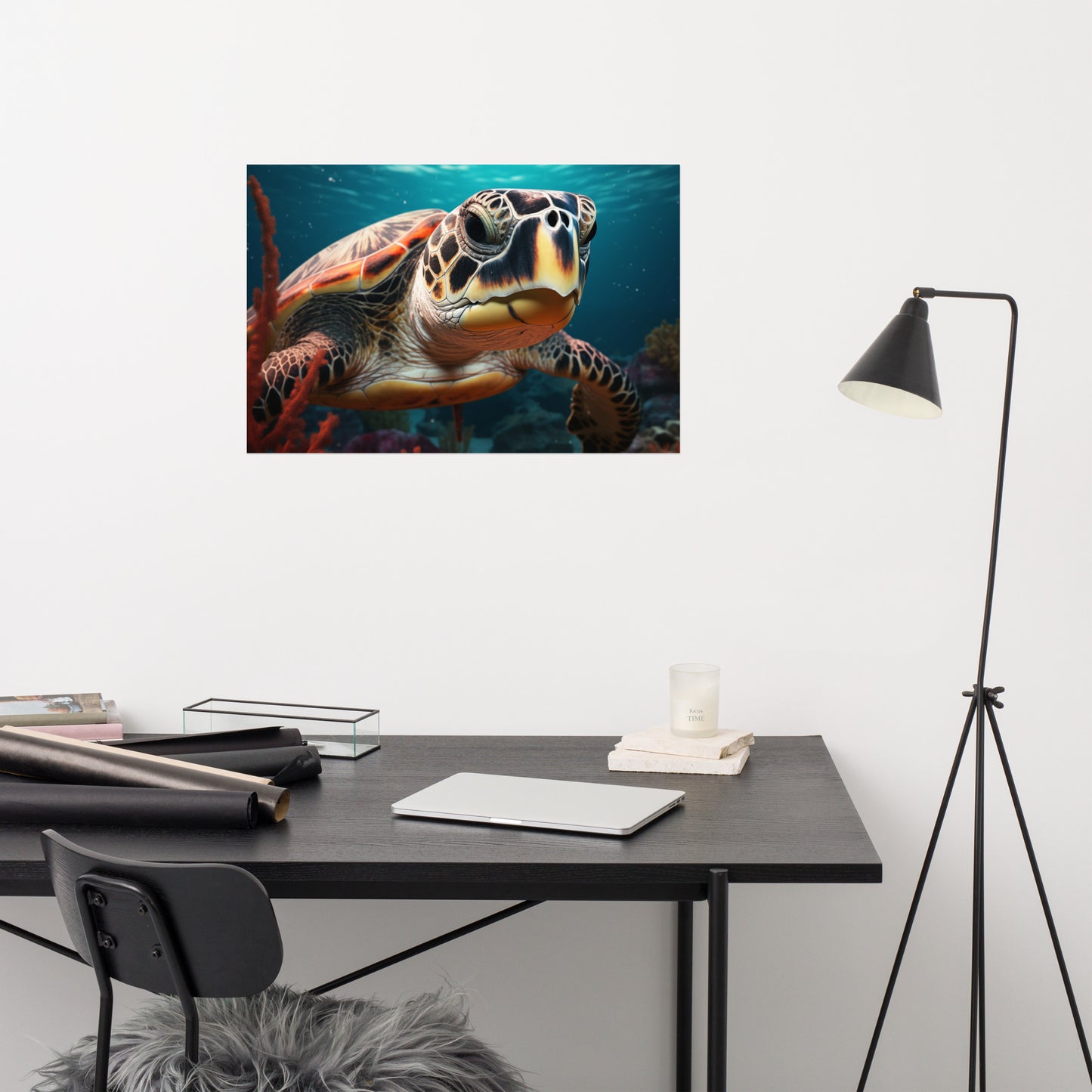 The Turtle's Tale Sea Turtle Coastal Illustration - Digital Artwork Loose Art Print