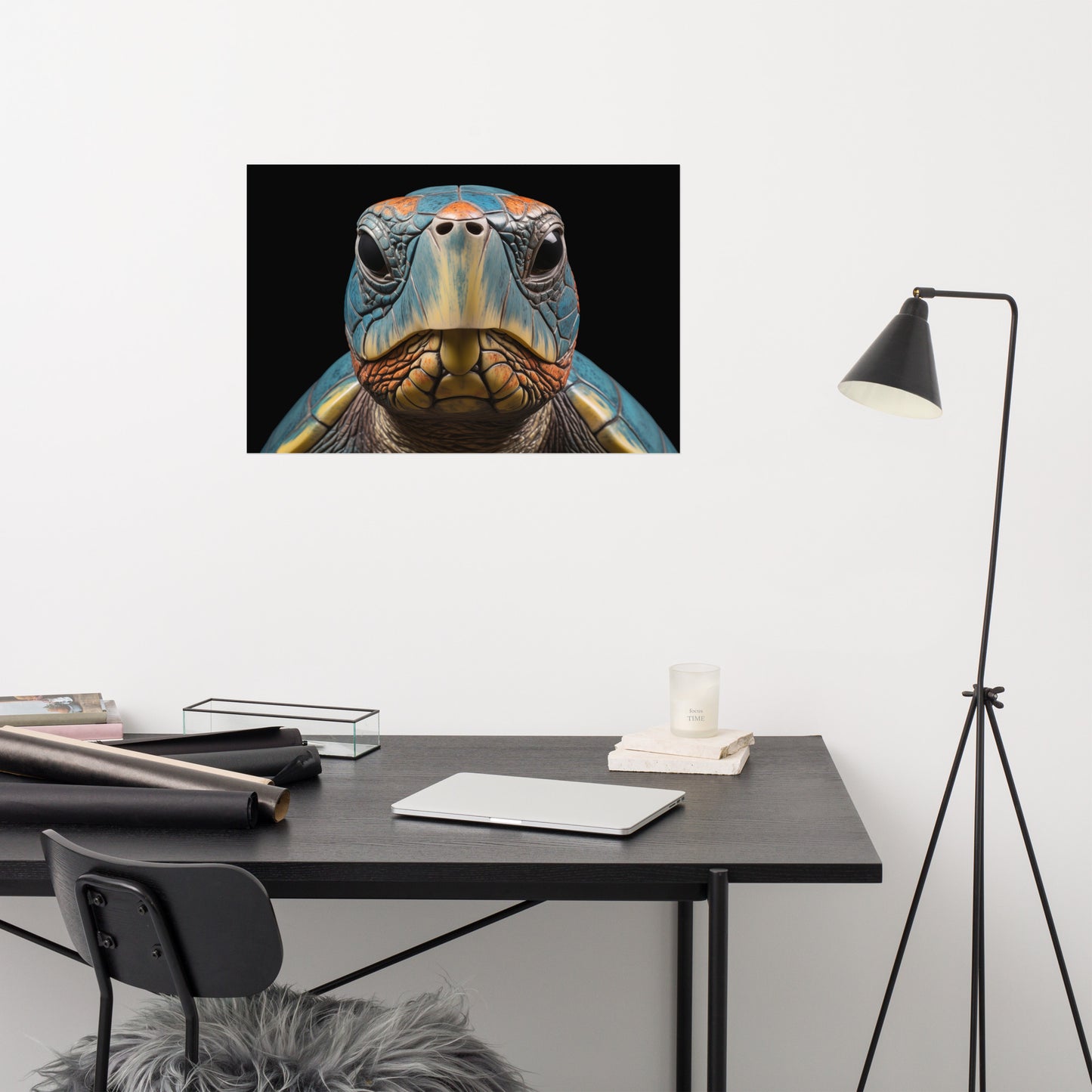 The Wise Wanderer Tortoise Coastal Photorealism - Digital Artwork Loose Art Print