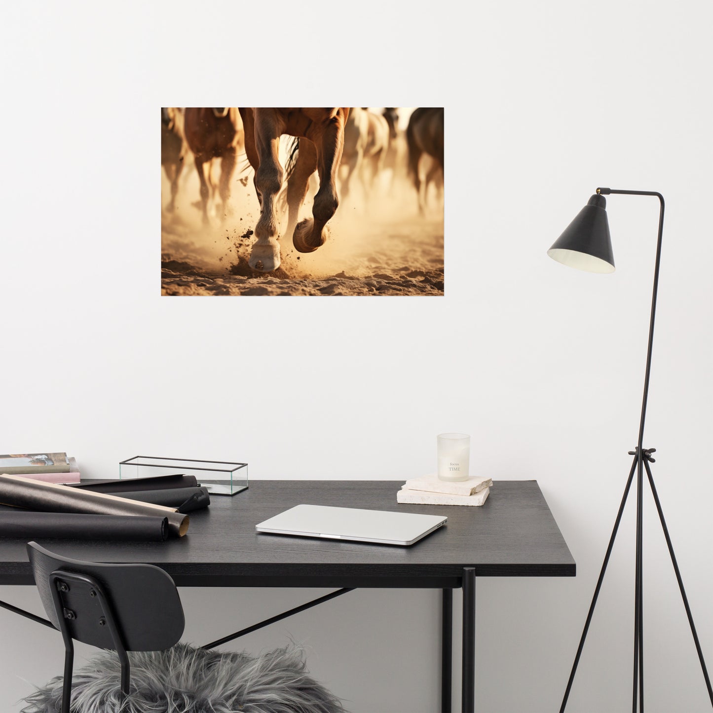 Thundering Hooves Running Horses Photorealism - Digital Artwork Loose Art Print