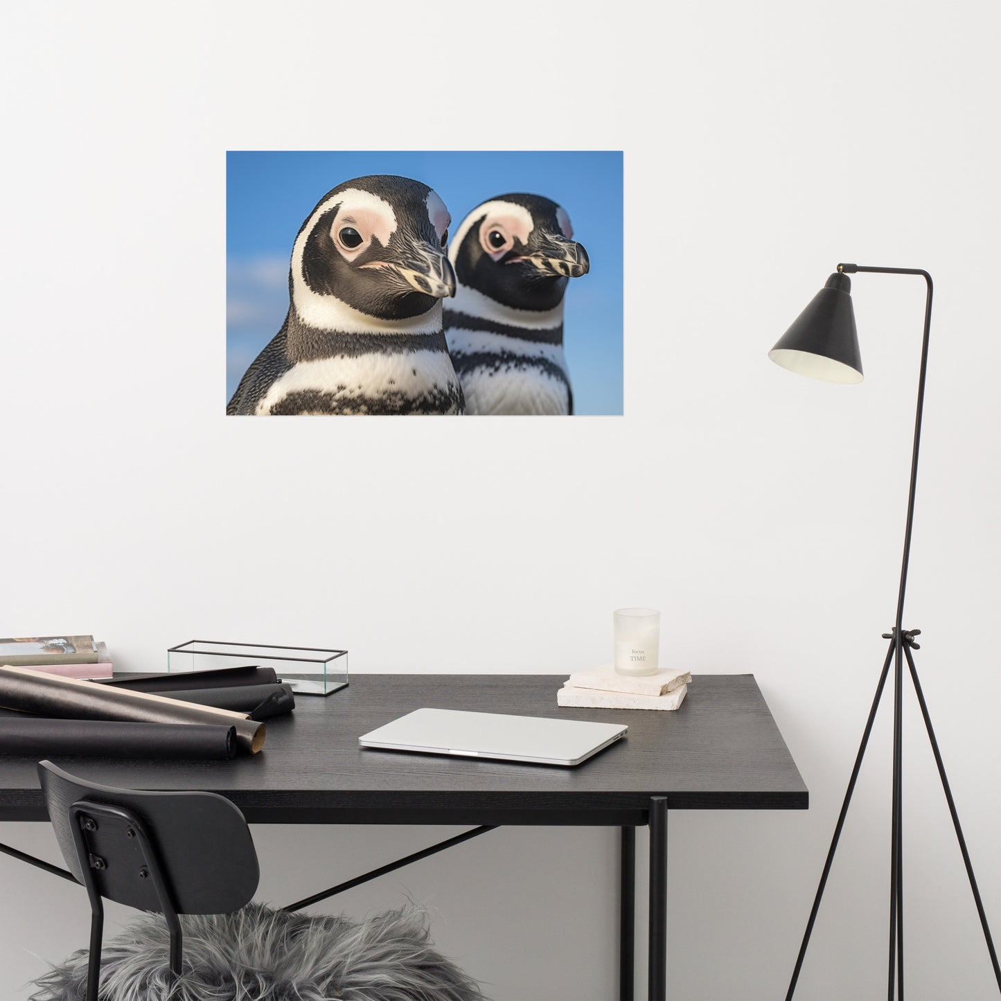 Together Forever Penguins Photorealism - Digital Artwork Loose Art Print