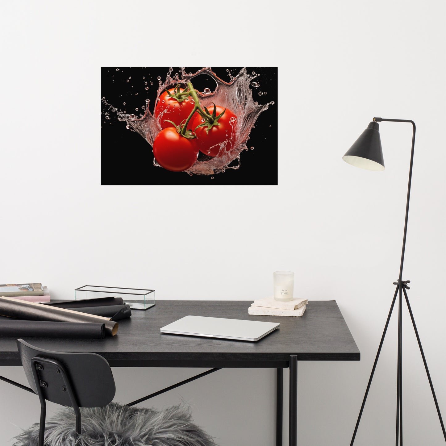 Tomato Splash - Tomatoes in Water Photorealism - Digital Artwork Loose Art Print