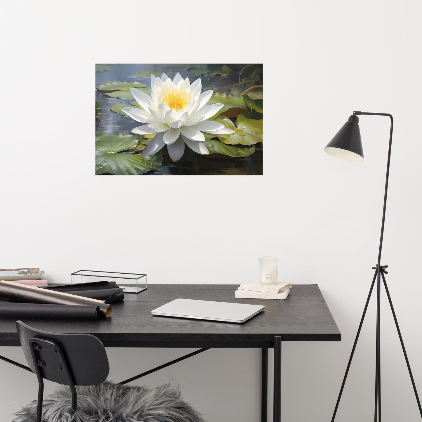 Tranquil Bloom Oil Painting - Digital Artwork Loose Art Print