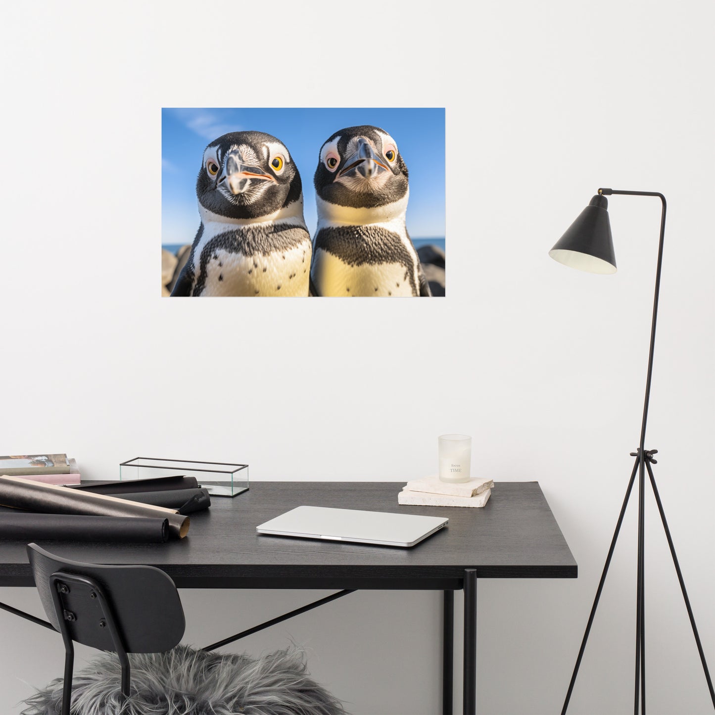 Twin Beaks Penguins Photorealism - Digital Artwork Loose Art Print