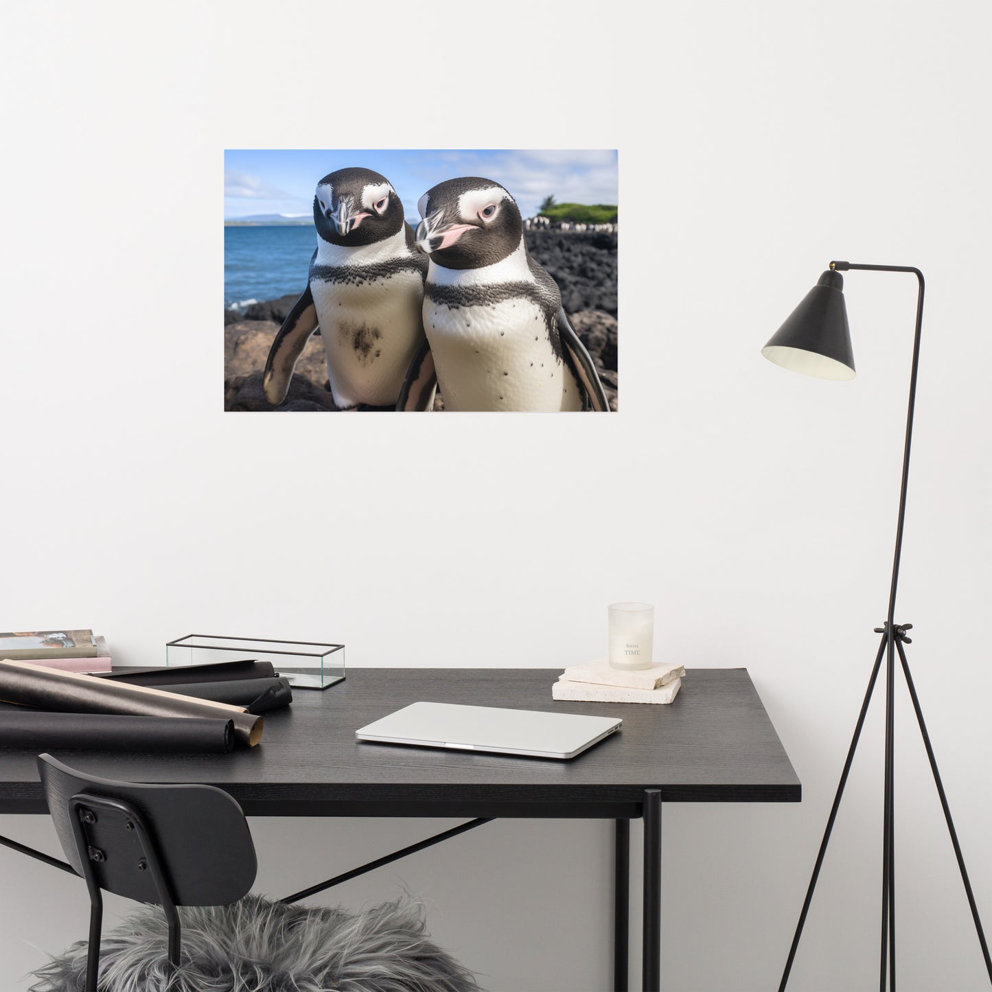 Two of a Feather Penguins Photorealism - Digital Artwork Loose Art Print