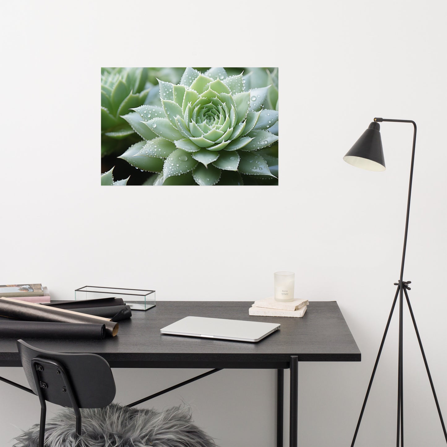 Verdant Embrace Succulent Photorealism - Digital Artwork Loose Art Print