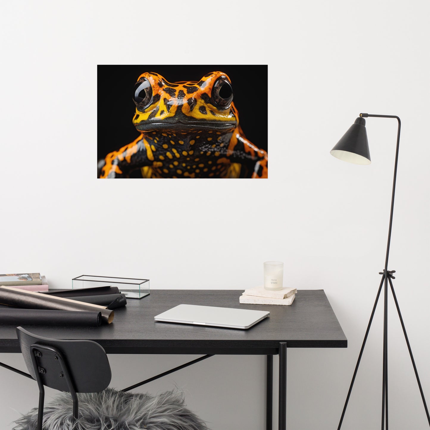 Warning Colors Mantella Frog Photorealism - Digital Artwork Loose Art Print