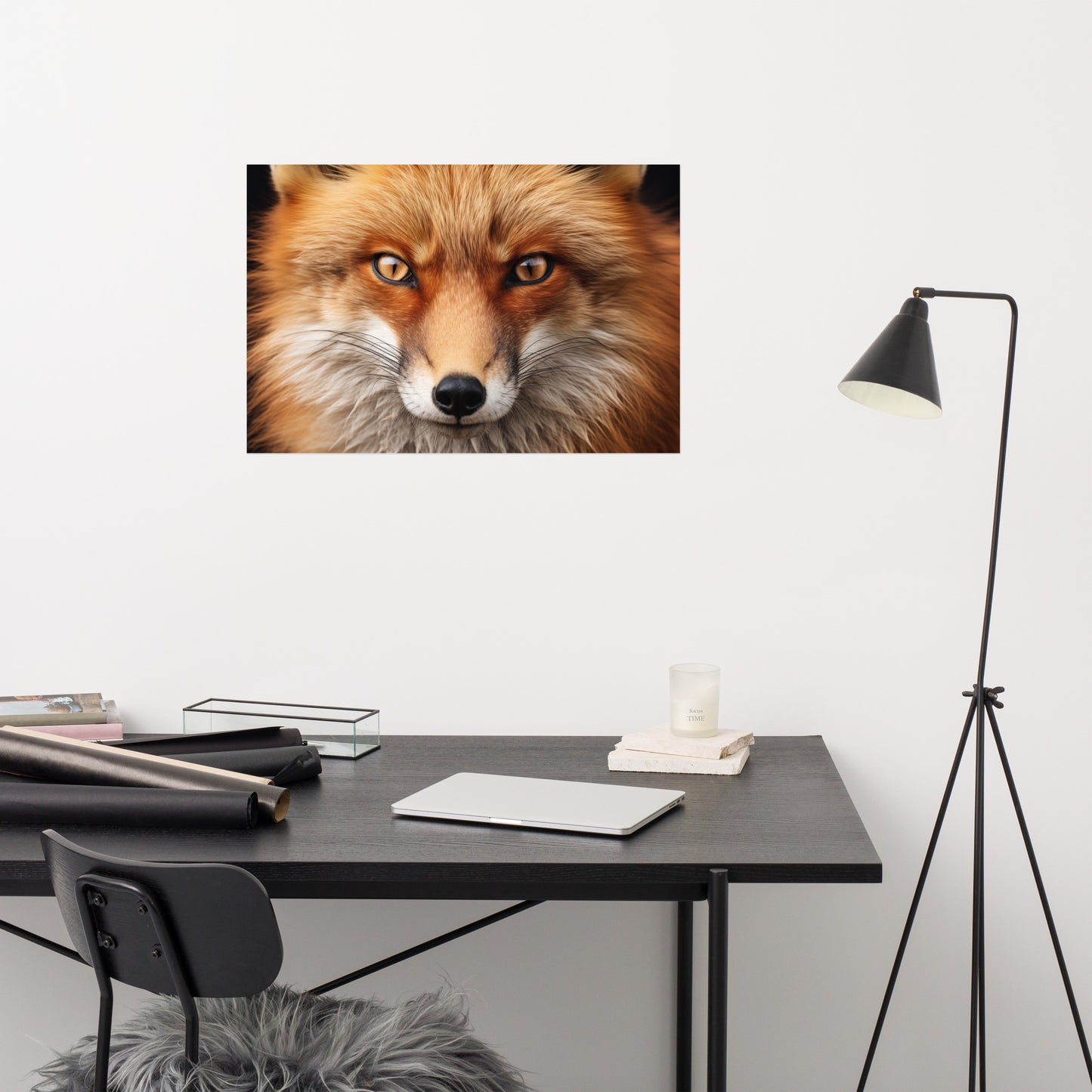 Wildfire Eyes Red Fox Portrait Photorealism - Digital Artwork Loose Art Print