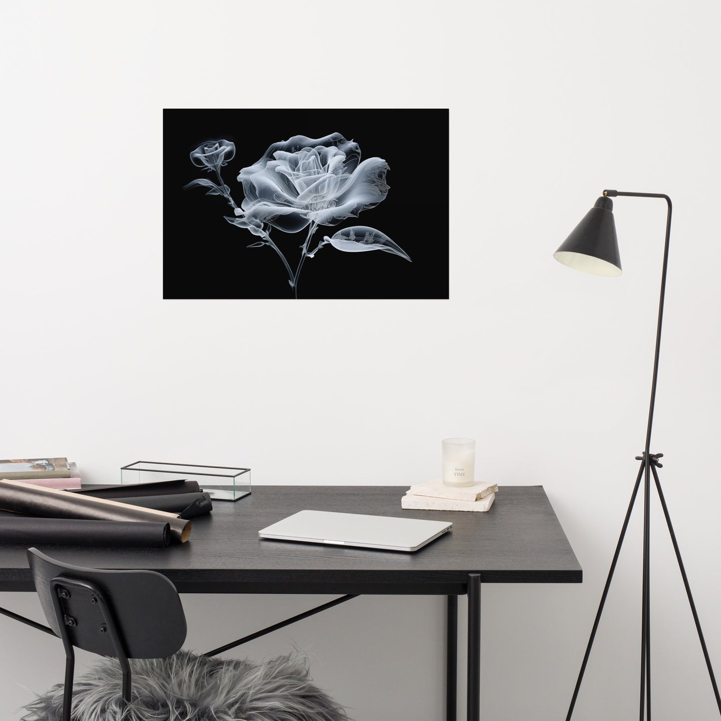 Translucent Rose X-Ray Effect - Digital Artwork Loose Art Print