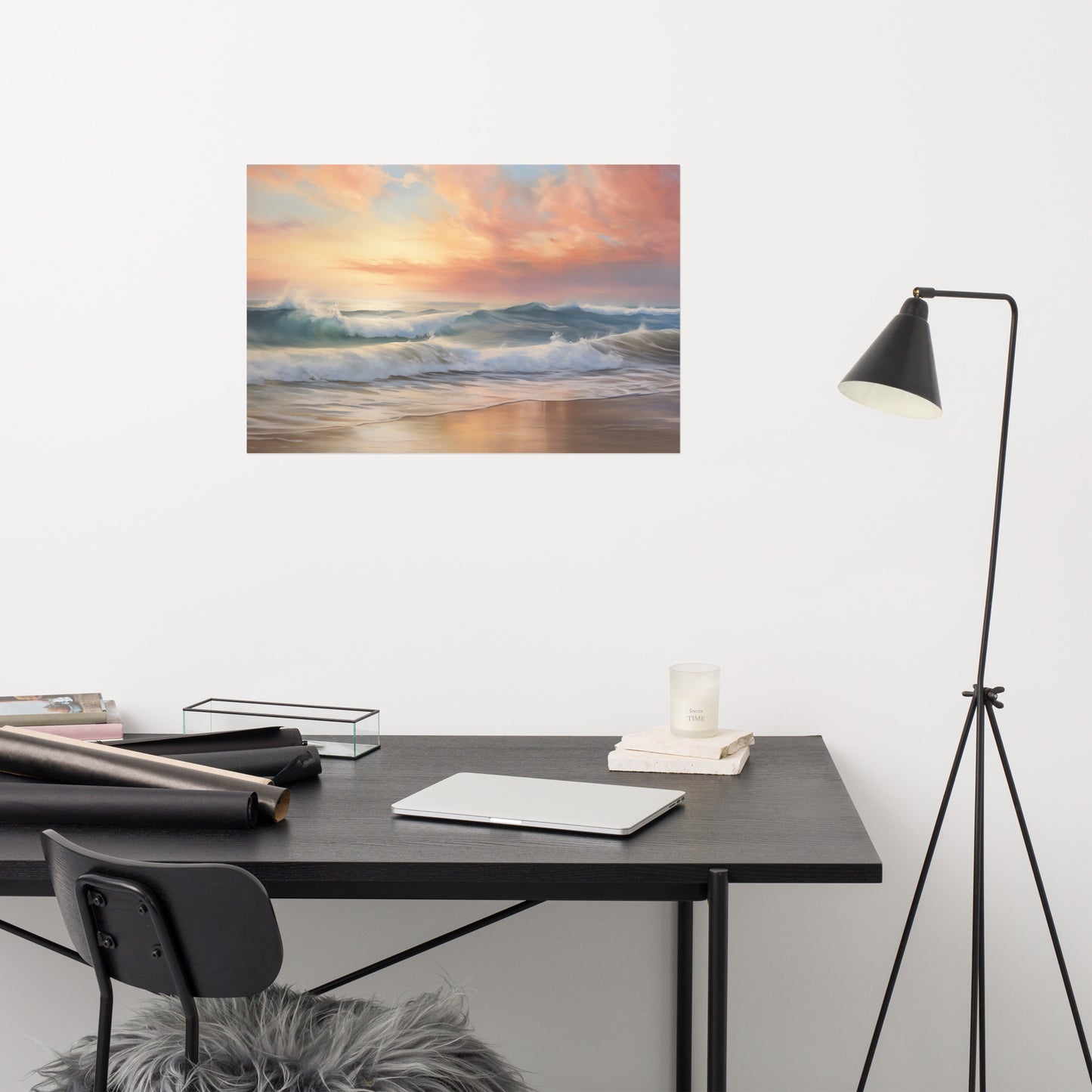 Colorful Coastal Wall Art: Crest of Dawn Coastal Painting Digital Artwork Loose Art