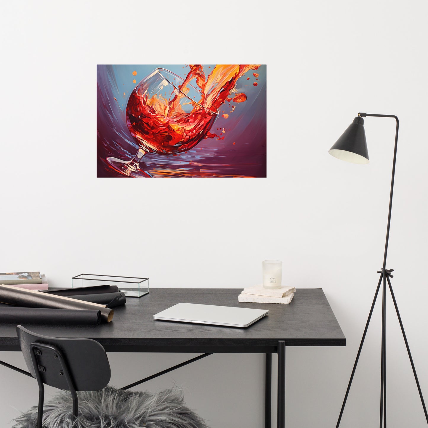 Wine Glass Wall Art: Crimson Cascade Abstract Painting Red Wine Digital Artwork Loose Print