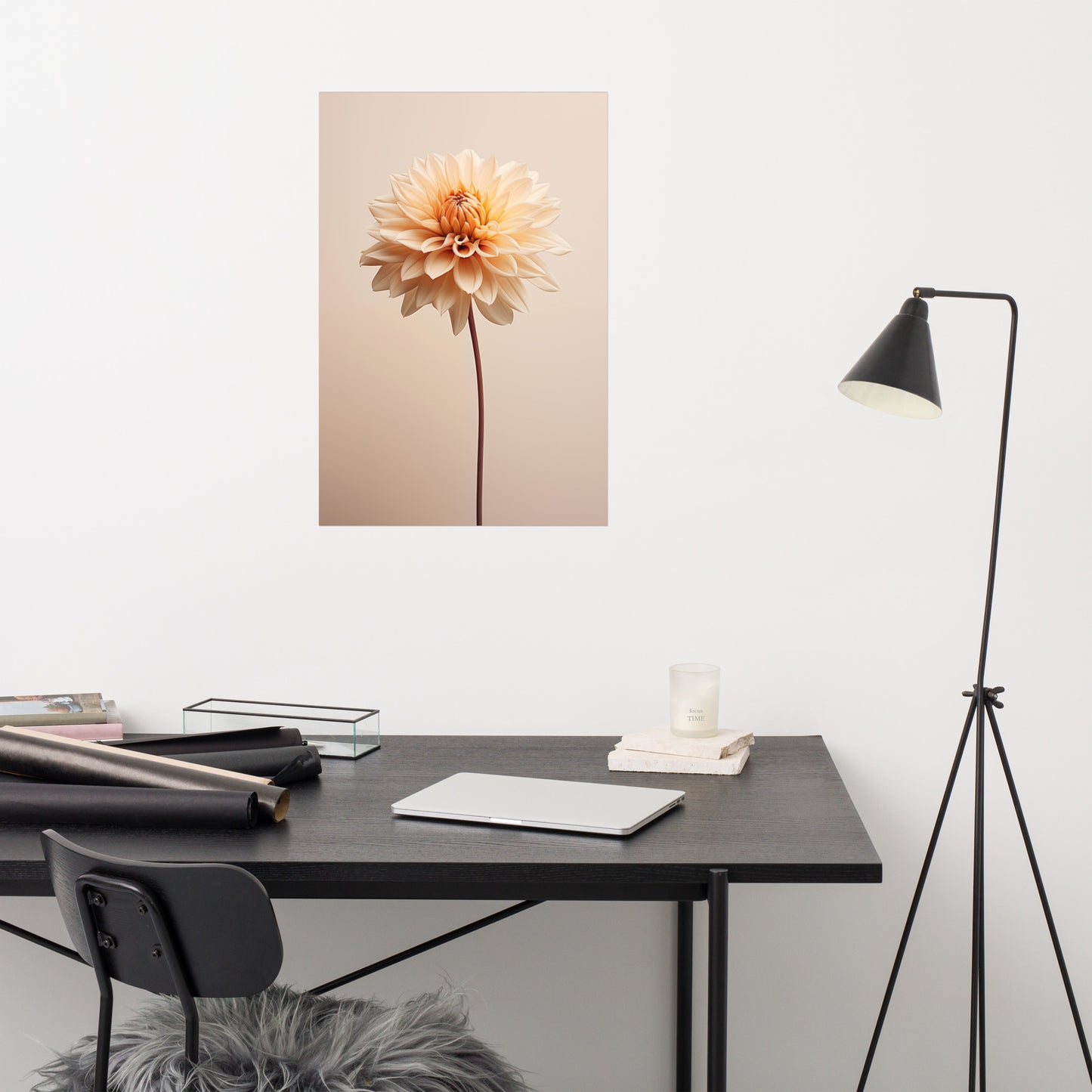 Modern Floral Art Paintings: Delicate Dahlia Realism Painting Digital Artwork Loose Art Print