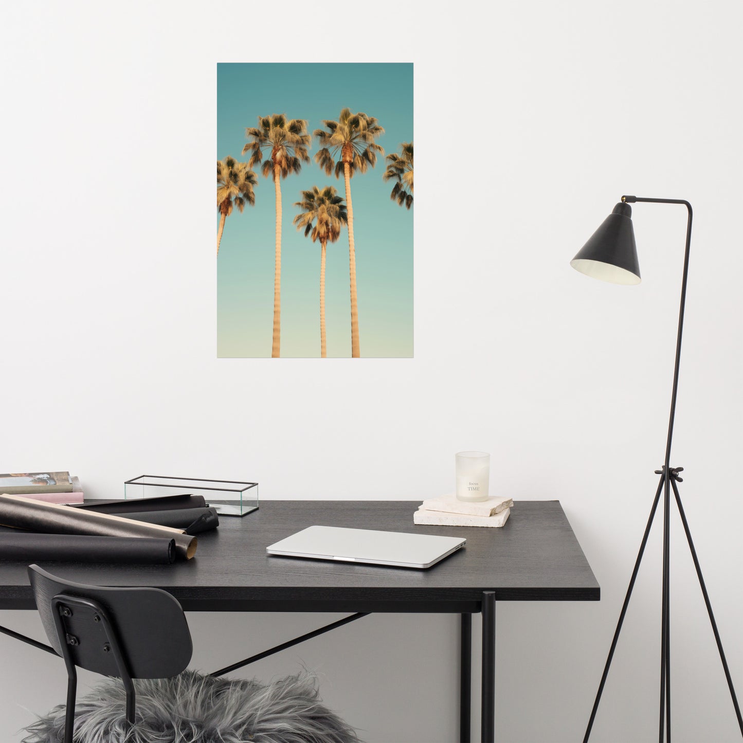 Palm Tree Wall Decor: Desert Oasis Vintage Retro Realism Painting Digital Artwork Loose Art Print