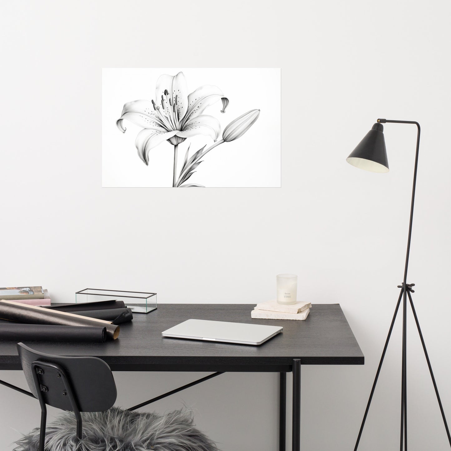 Aesthetic Drawing Flowers: Ephemeral Beauty Lily Pencil Sketch Charcoal Drawing Digital Artwork Loose Art Print