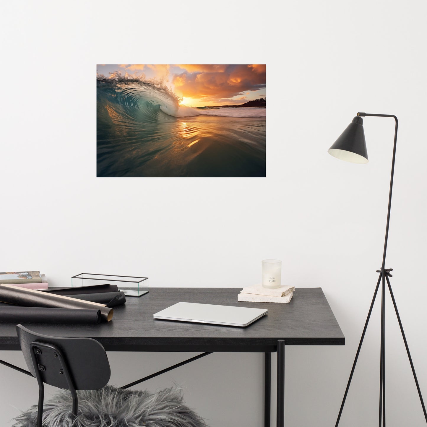 Sunset Beach Wall Art: Ephemeral Whispers Realism Painting Digital Artwork Loose Art Print