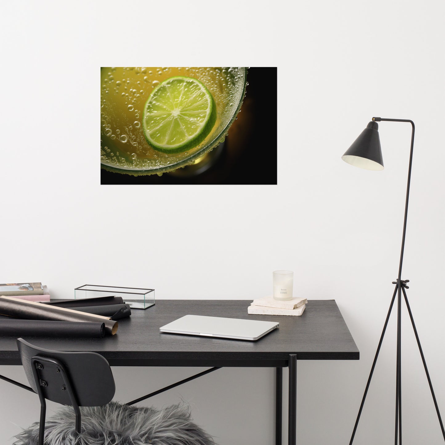 Food and Beverages Art Lime in Drink Photorealistic Digital Artwork Loose Art Print