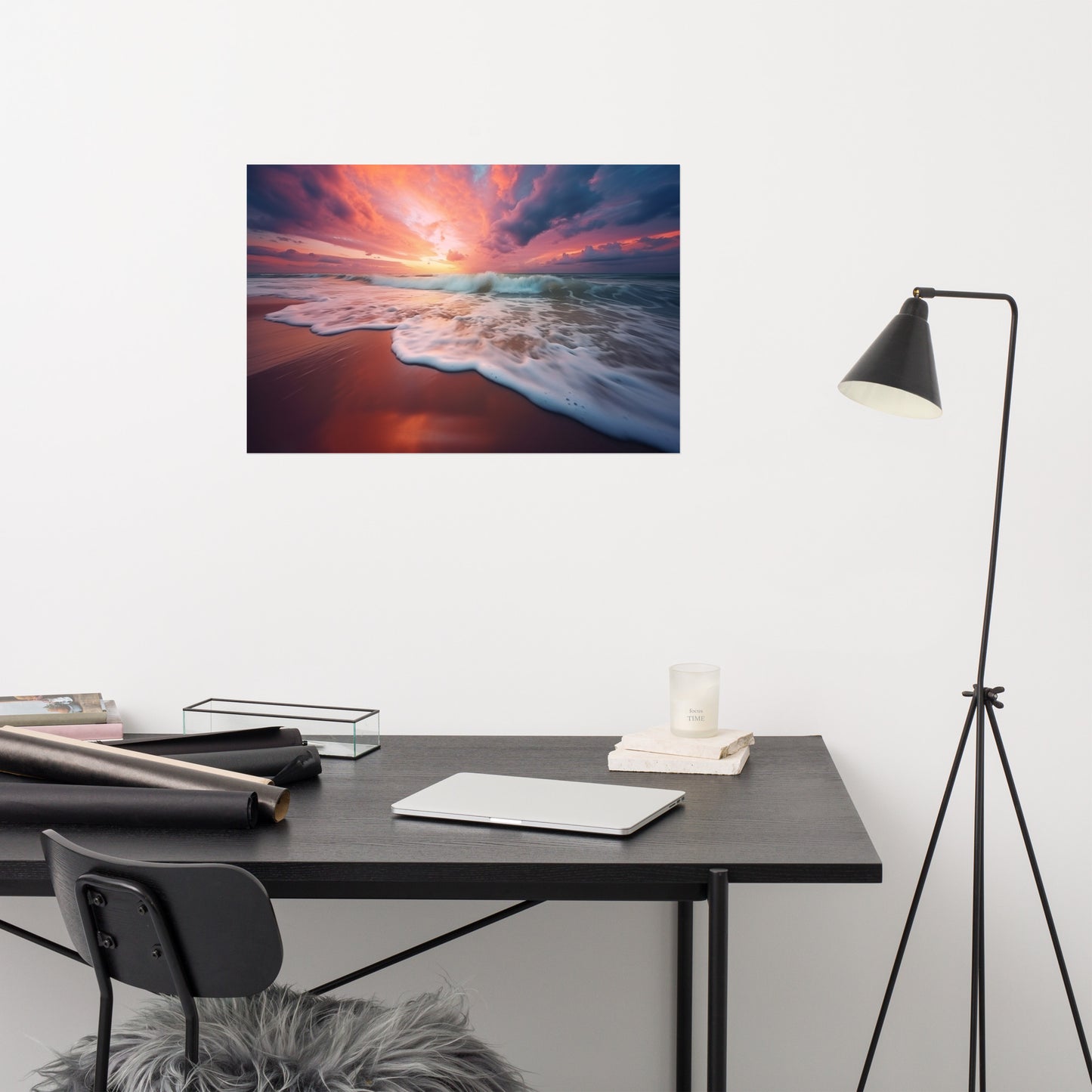 Golden Horizon Realism Painting Digital Artwork Loose Art Print