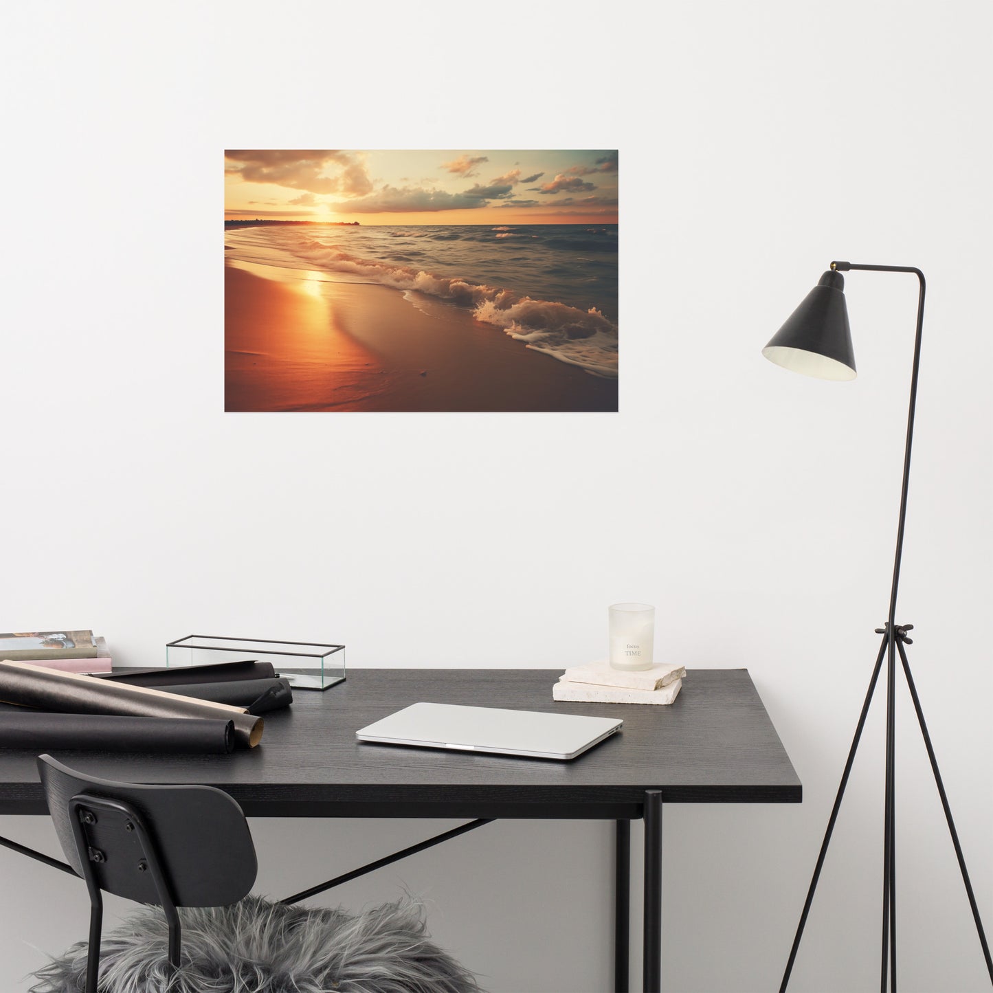 Golden Hour's Crest Realism Painting Digital Artwork Loose Art Print