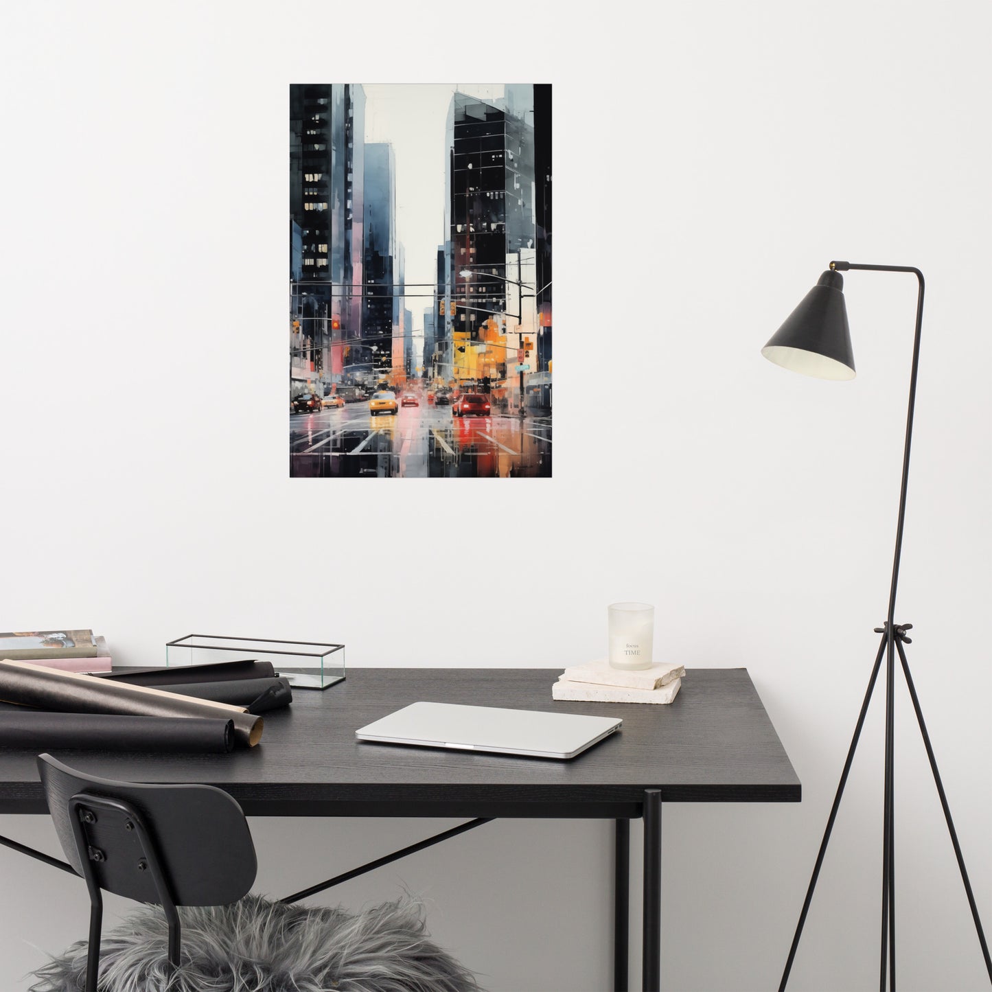 Reflective City Abstract Painting Digital Artwork Loose Art Print