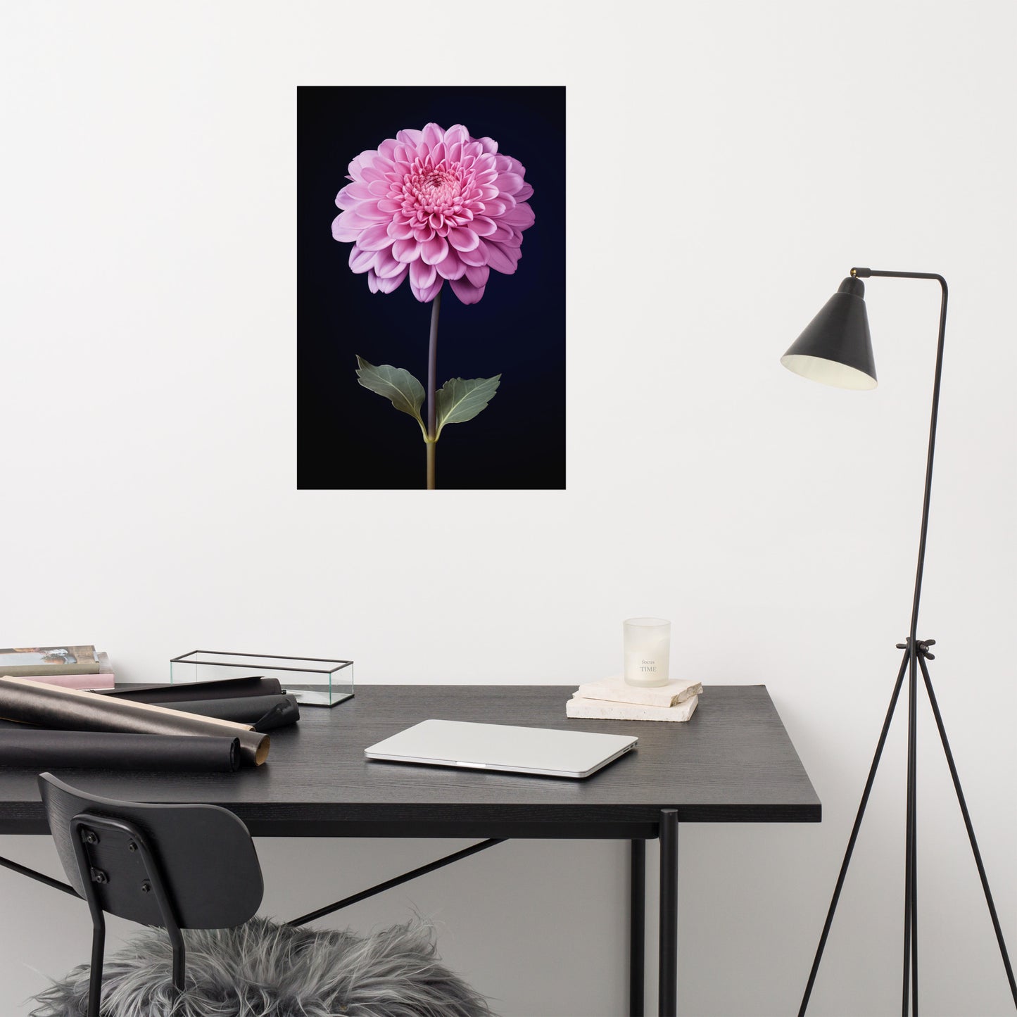 Soft Serenity Single Pink Flower Photorealistic Painting Digital Artwork Loose Art Print