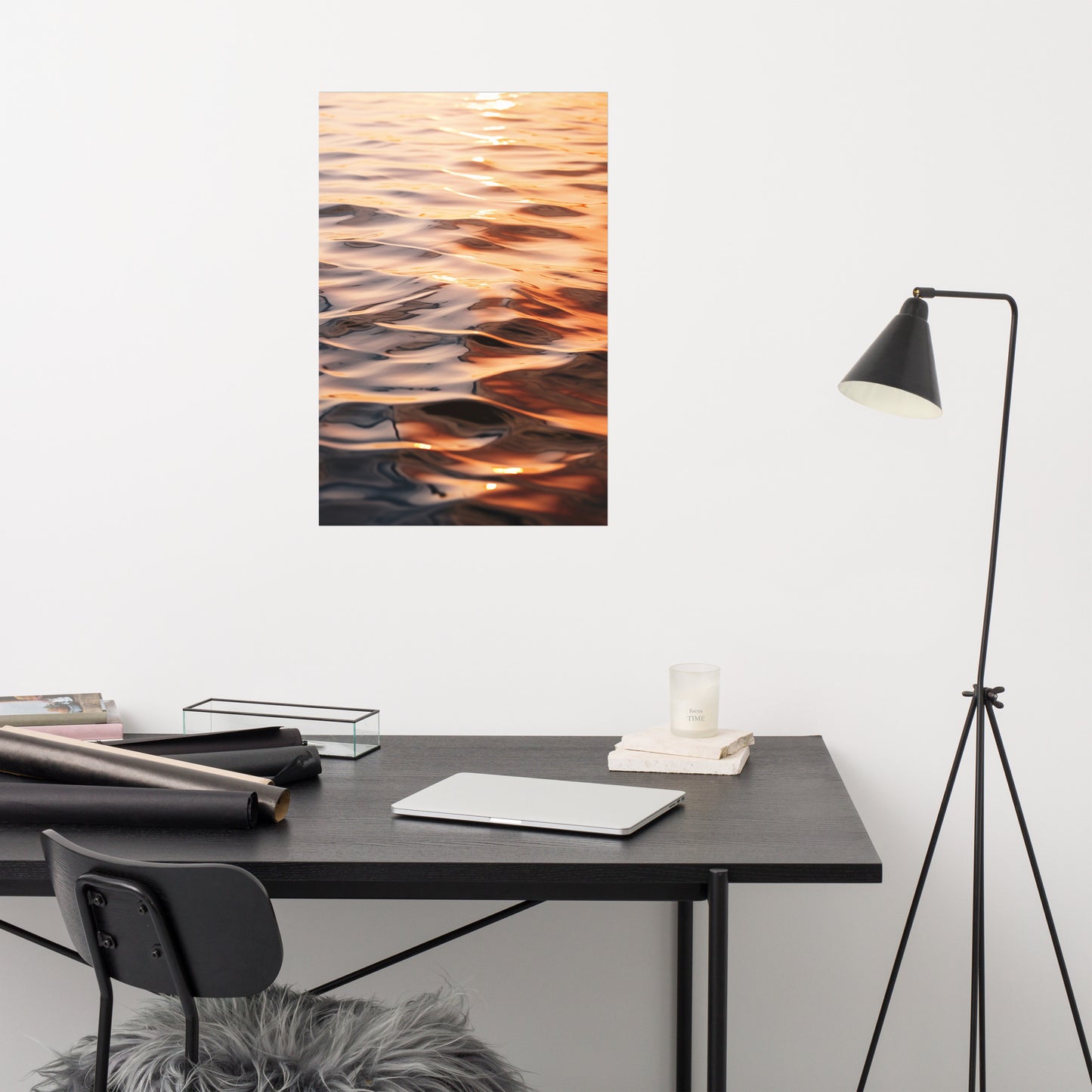 Sunset Serenade Water Reflections Realism Painting Digital Artwork Loose Art Print