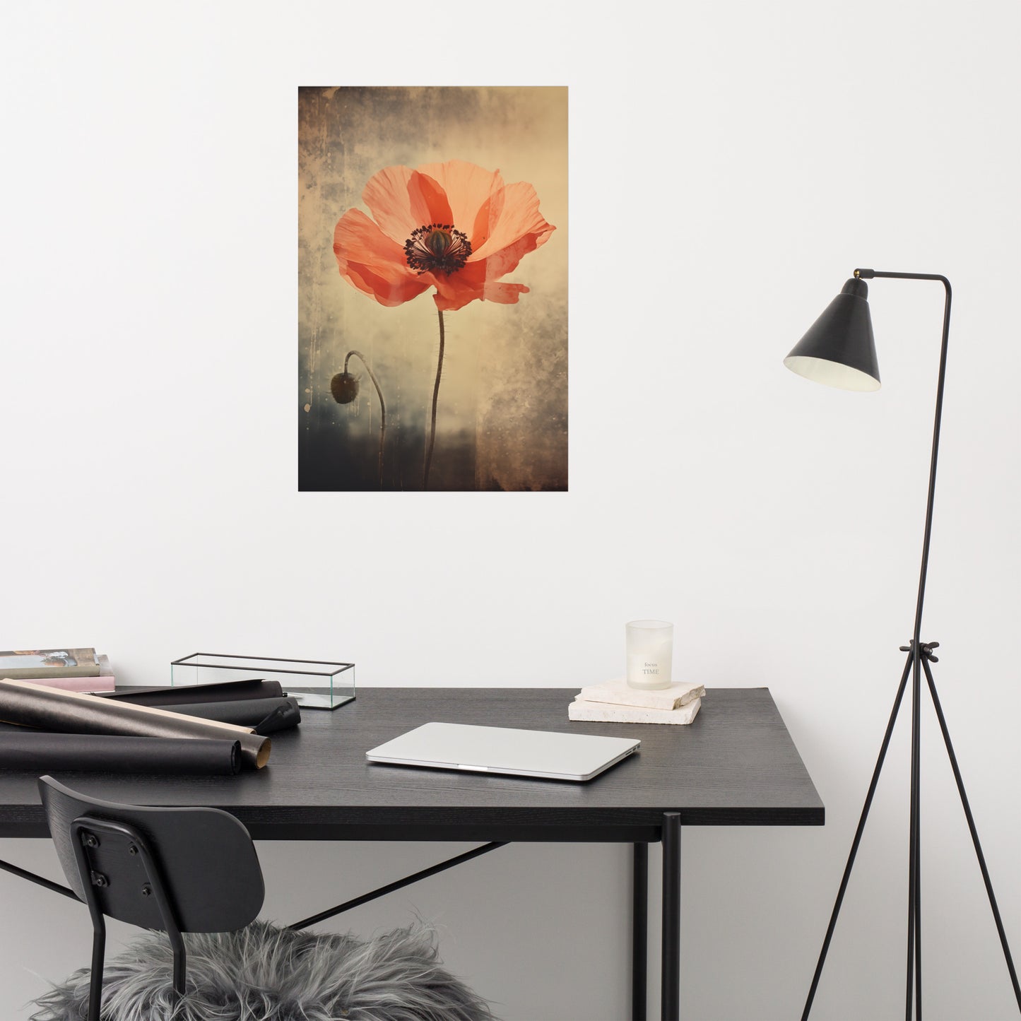 Whispers of Time Poppy Retro Subdued Photorealism - Digital Artwork Loose Art Print