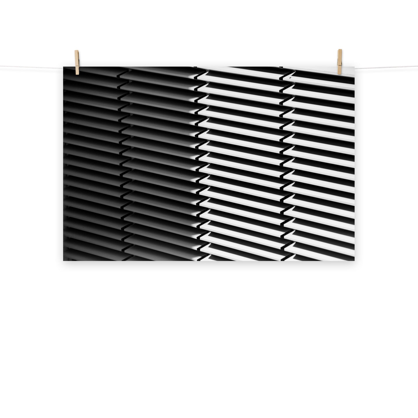 Black and White Minimal Line and Shadow Pattern Loose Wall Art Print