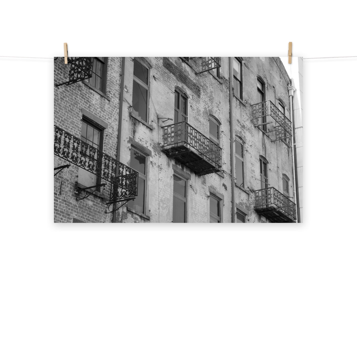 Architectural / Industrial / Cityscape Abstract Decor Old Iron Balcony River Street Savannah Ga 3 Loose Wall Art Print 8" x 10"