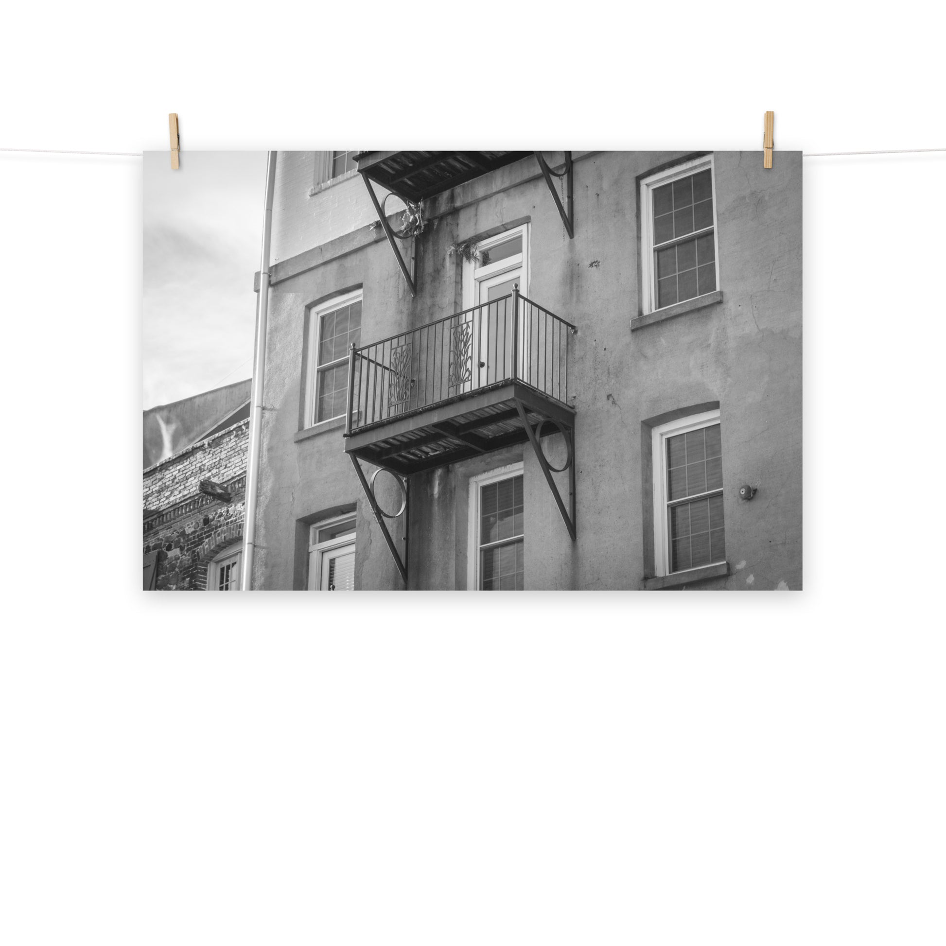 Architectural / Industrial / Cityscape Abstract Decor Old Iron Balcony River Street Savannah Ga Loose Wall Art Print 8" x 10"