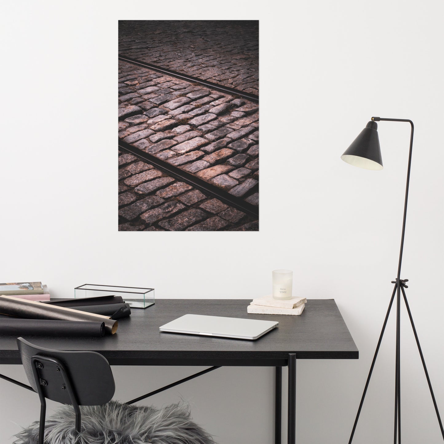 Train Tracks Cobblestone River Street Savannah Ga Rustic Farmhouse Style Industrial Photograph Loose Wall Art Print