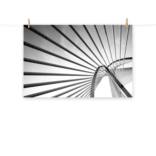 Abstract Photography Architecture: Convergence Black and White Frameless Art Print
