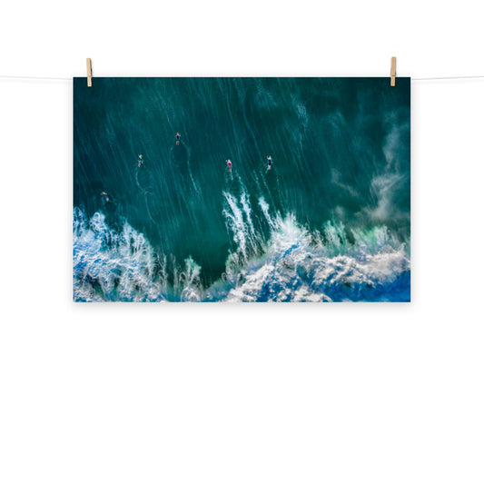Conquering Giants: Bali's Surf Legends Coastal Lifestyle Abstract Nature Photograph Loose Wall Art Print