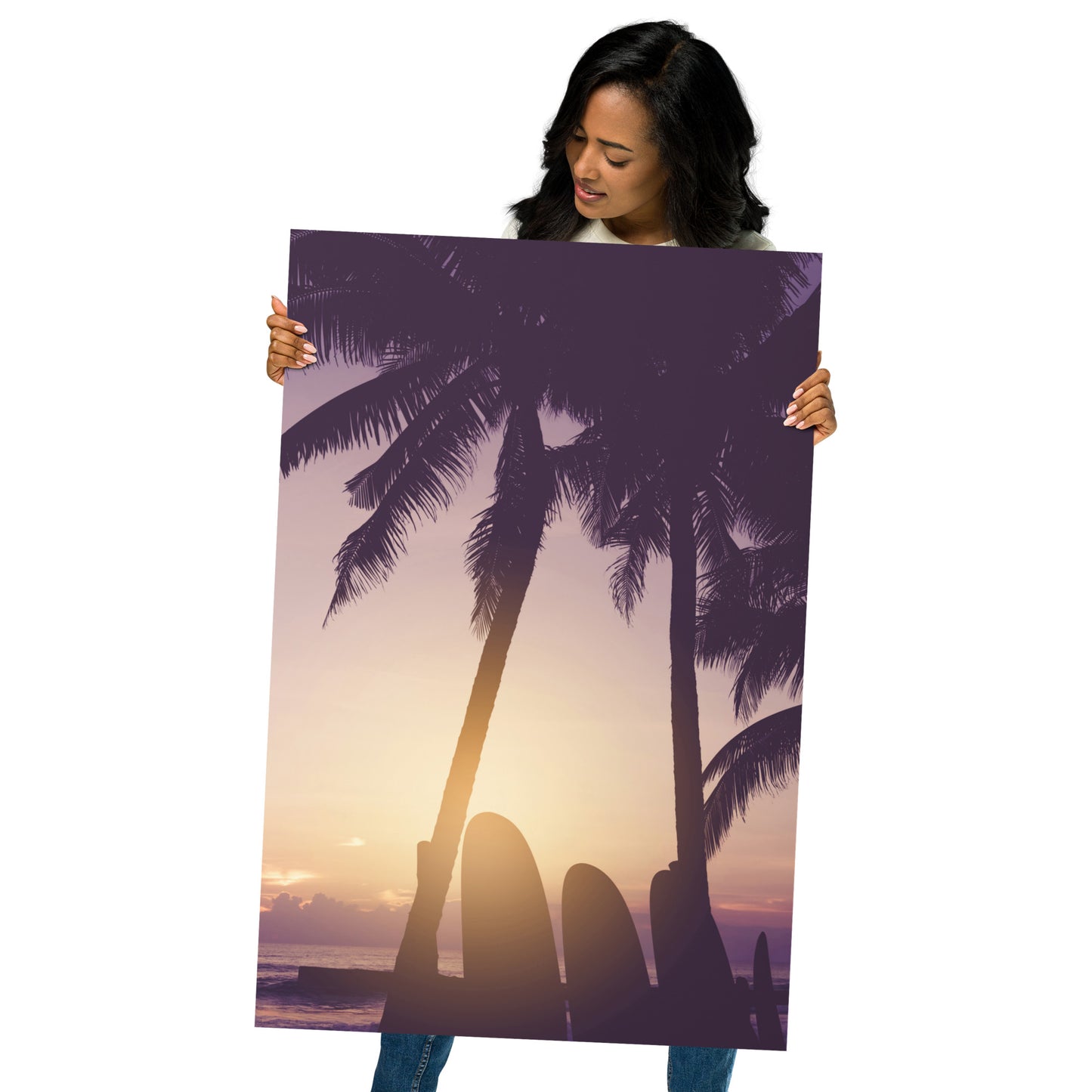 Surfer's Sunset Tropical Coastal Scene Lifestyle Photograph Loose Wall Art Print