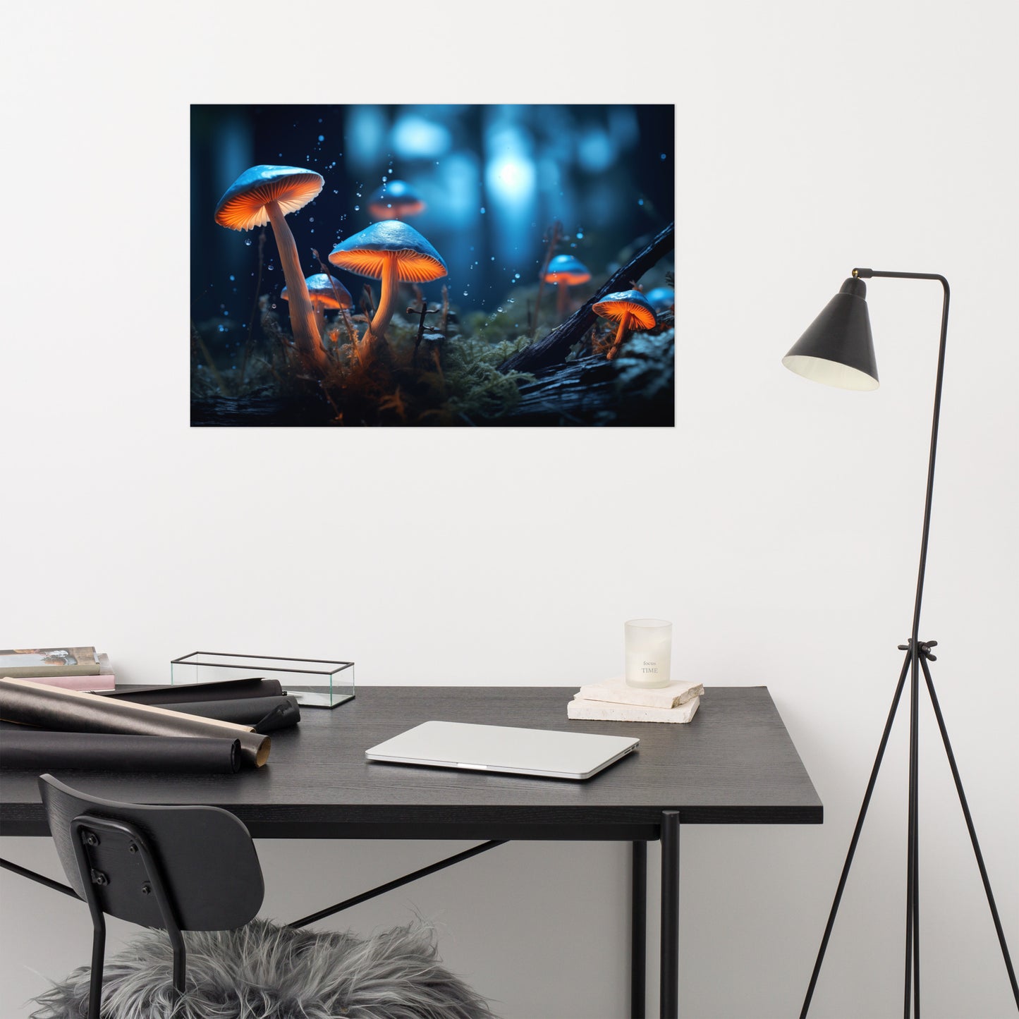 Abstract Artwork: "Bioluminescence Mushrooms" - Digital Artwork - Unframed Print