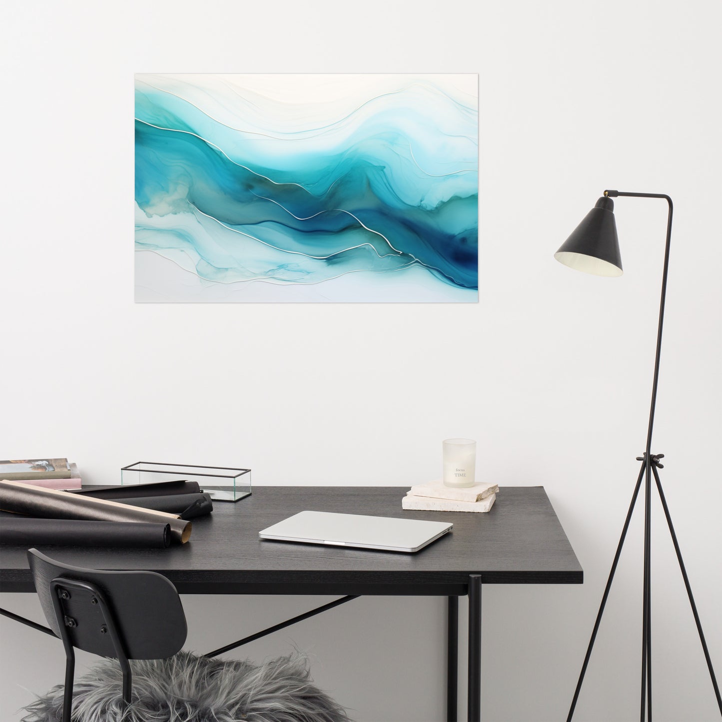 Abstract Wall Prints: "Glacial Melt" Alcohol Ink Digital Painting Fluid Art - Minimal Unframed