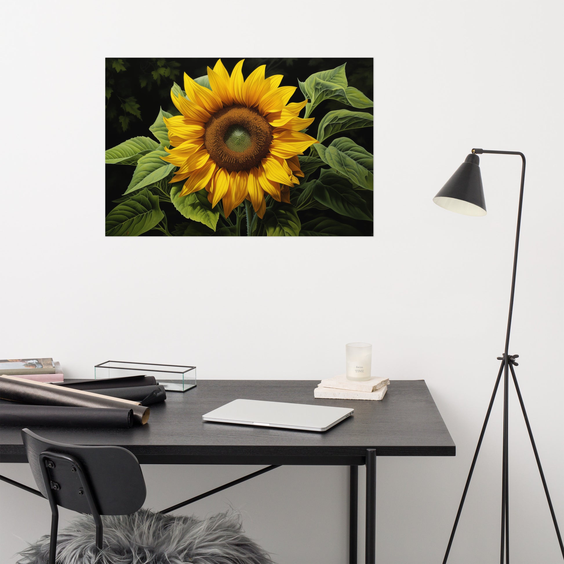 large sunflower wall art: "A Moment of Gold" Illustration Digital Artwork Loose Print