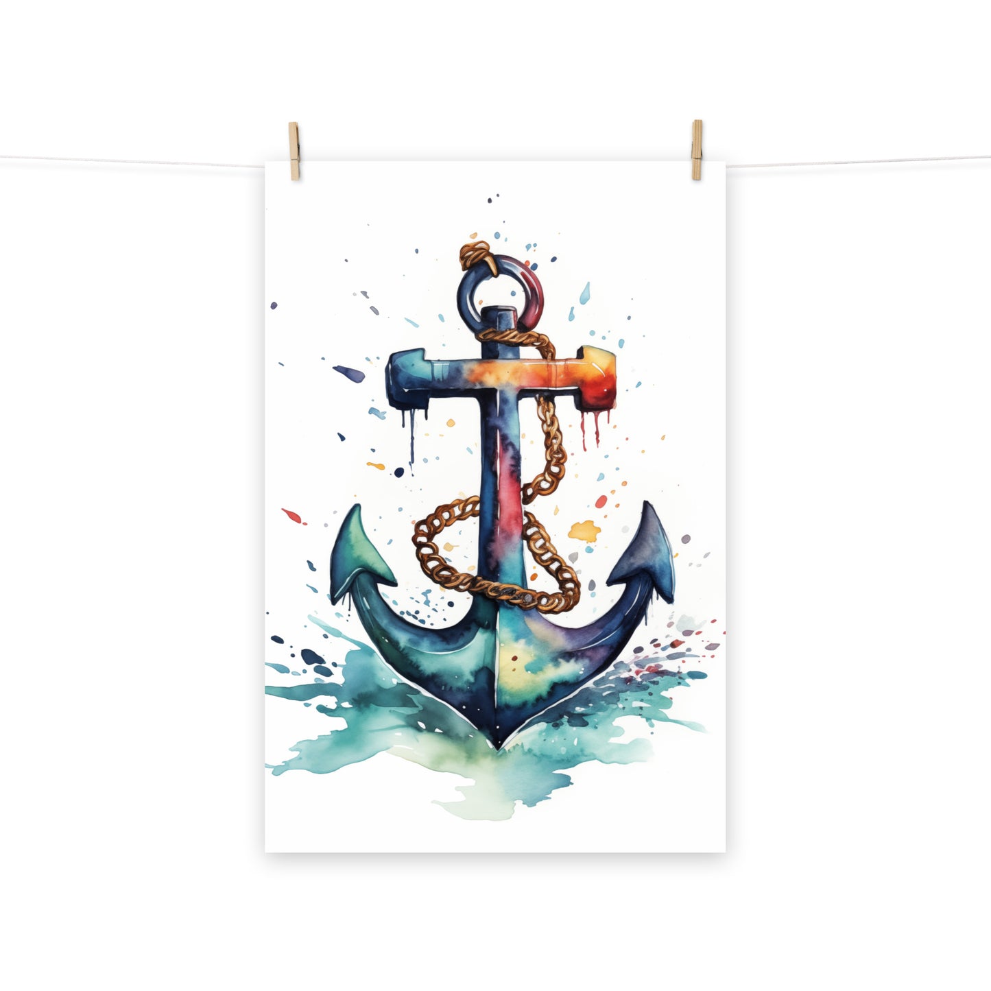 Coastal Art Print: "Anchored in Color" Watercolor Painting - Digital Artwork - Loose