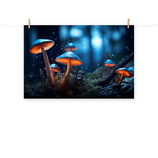 Abstract Artwork: "Bioluminescence Mushrooms" - Digital Artwork - Unframed Print