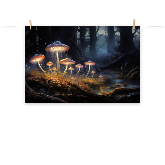 Surreal Art Prints: "Dreamy Nature's Neon" Mushrooms - Abstract / Minimal / Modern / Botanical Loose